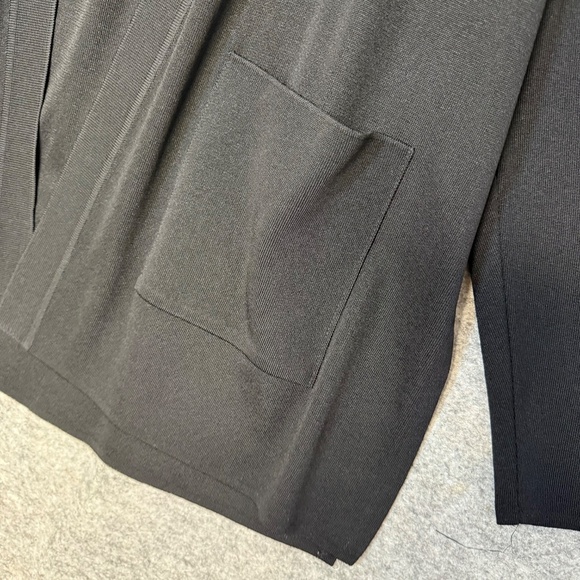 Misook Black Acrylic Pockets Open Front Cardigan Sweater Jacket Women’s Size L - Picture 6 of 8